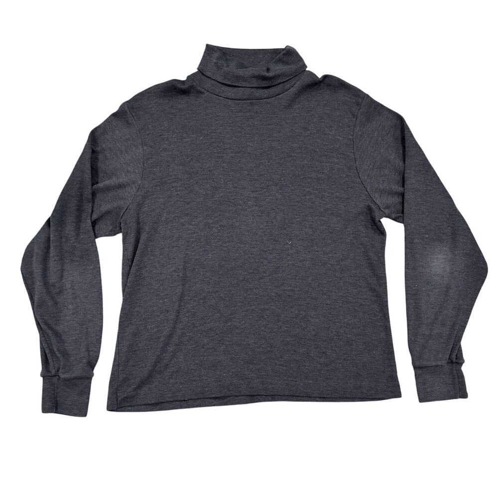 L.L.Bean Fold-Over Turtleneck Top Women's Approx M Heather Gray